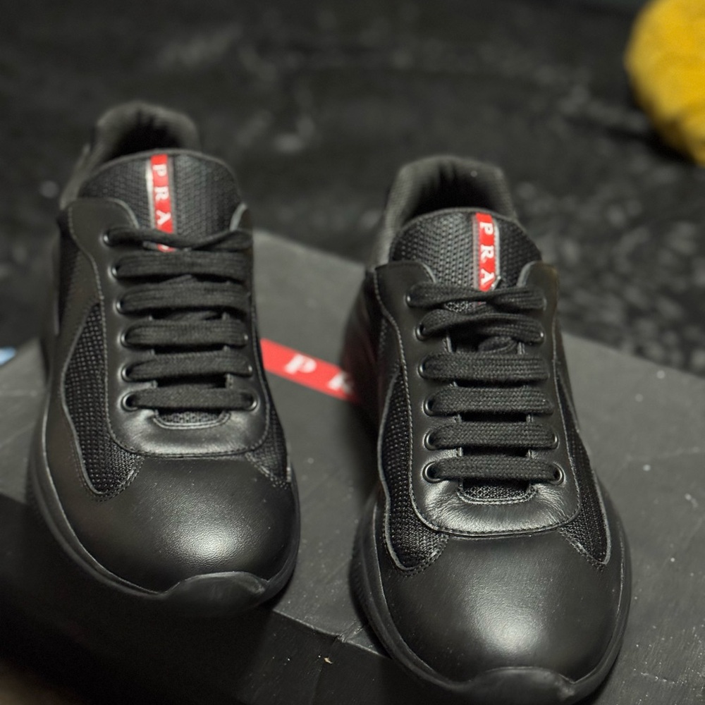 Prada Men's Black Leather Sneakers